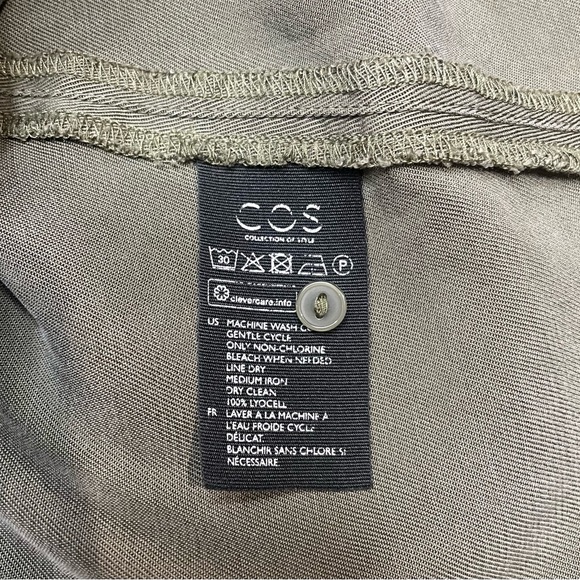 COS Oversized Boxy Wide Fit Collared Top Size 6 Green Short Sleeve Lyocell Shirt - Picture 4 of 5